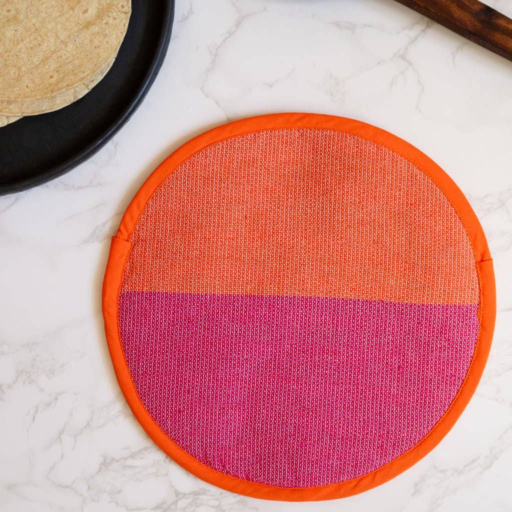 Color Block Handwoven Cotton Tortilla Warmer