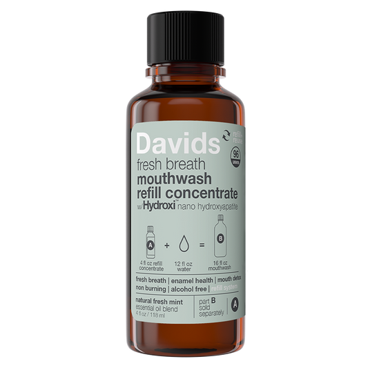 Davids Hydroxi™ fresh breath mouthwash - natural fresh mint mouthwash refill concentrate