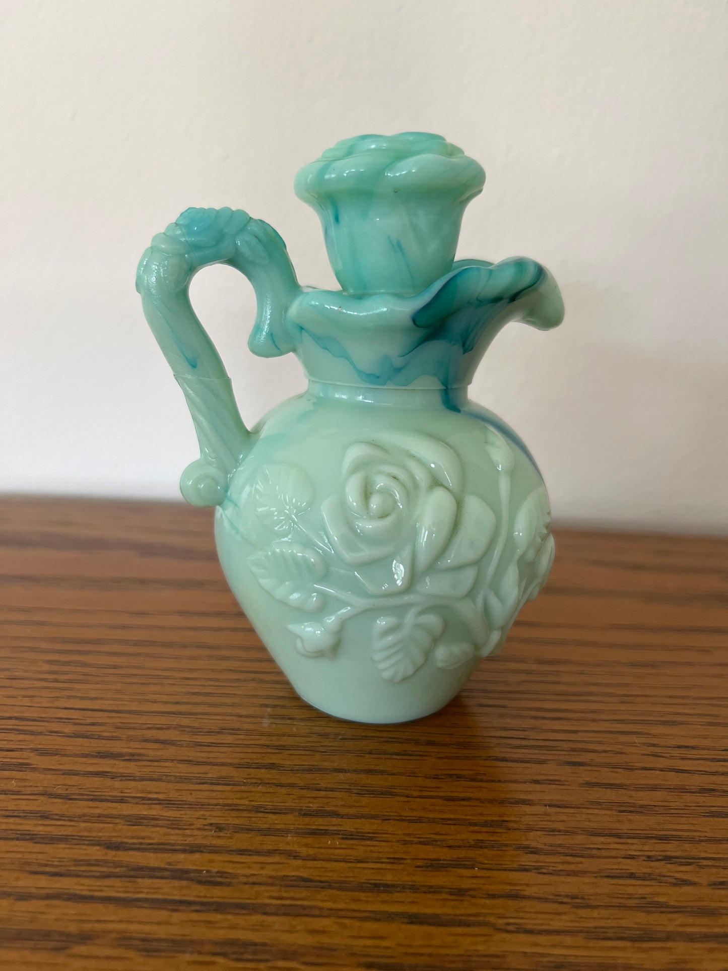 Blue Floral Glass Vase