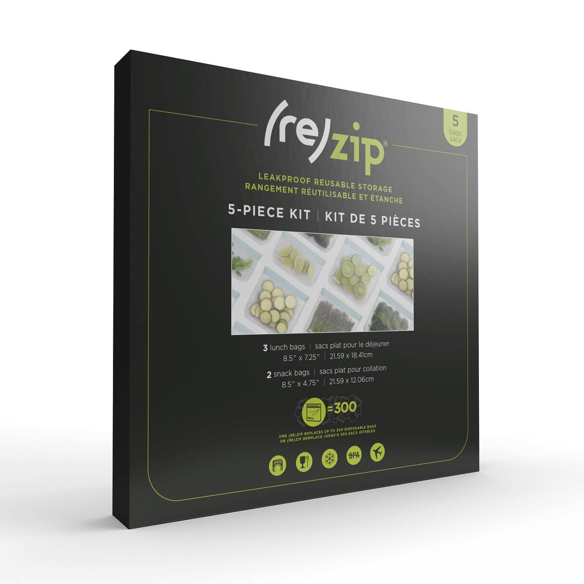 Reusable Sandwich & Snack Storage Bags (5-Pack)