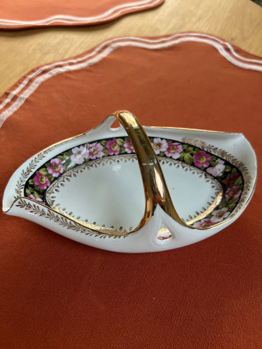 Gold & Floral Porcelain Catch-all/Tray