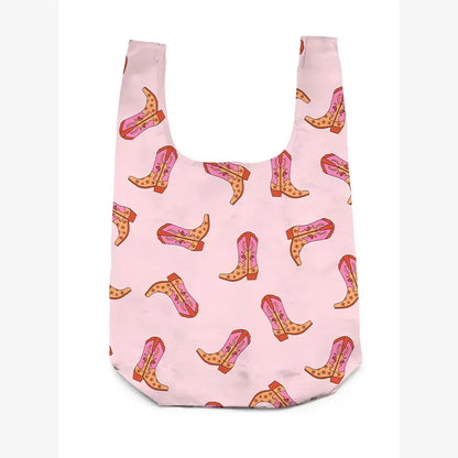 2-in-1 Bag Charm & Reusable Shopper Bag - Pink Cowgirl Boot