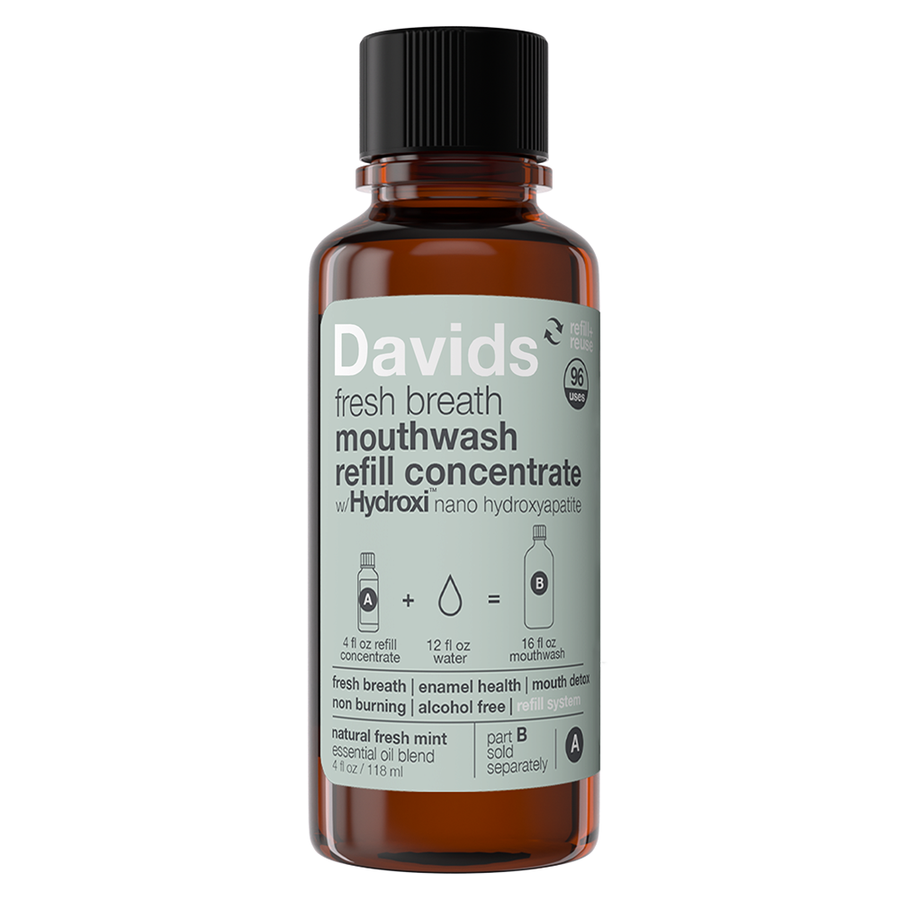 Davids Hydroxi™ fresh breath mouthwash - natural fresh mint mouthwash refill concentrate