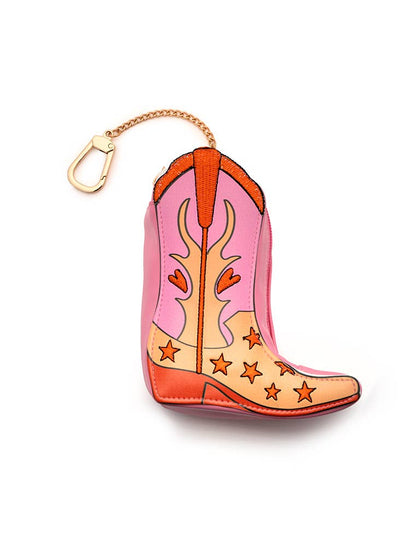 2-in-1 Bag Charm & Reusable Shopper Bag - Pink Cowgirl Boot