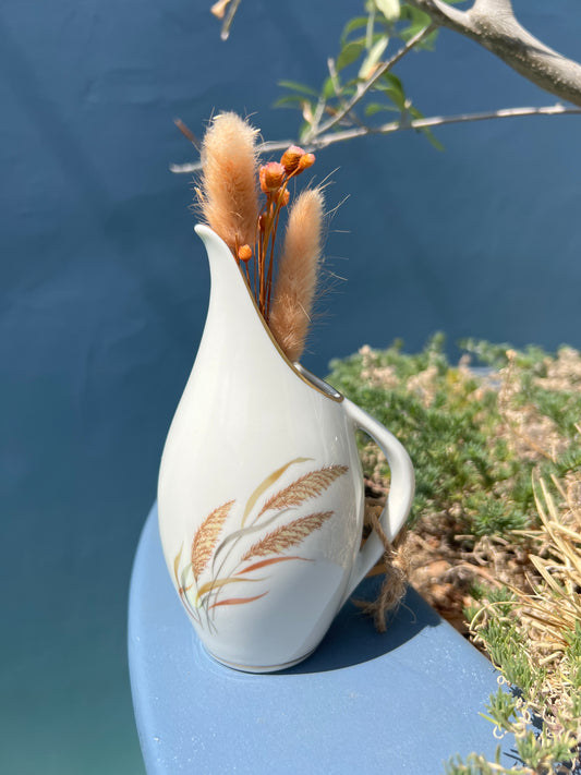 Small white wheat pitcher/vase