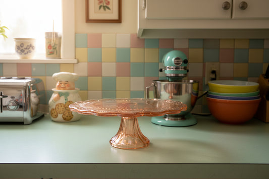 Pink Glass Cake Stand