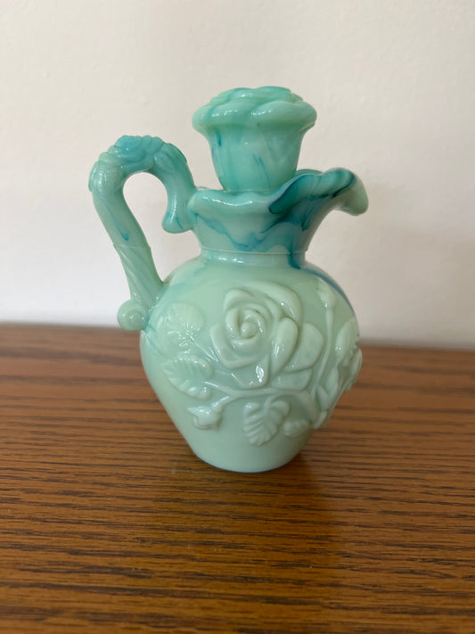 Blue Floral Glass Vase