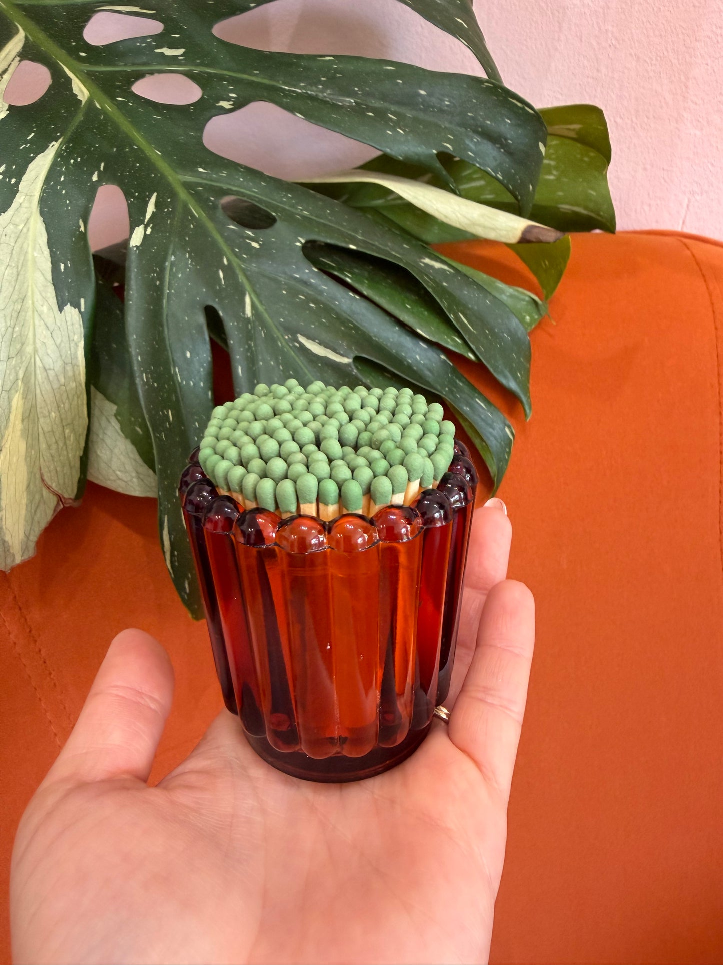 Amber Glass Match Holder