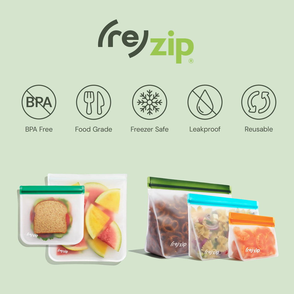 Reusable Sandwich & Snack Storage Bags (5-Pack)